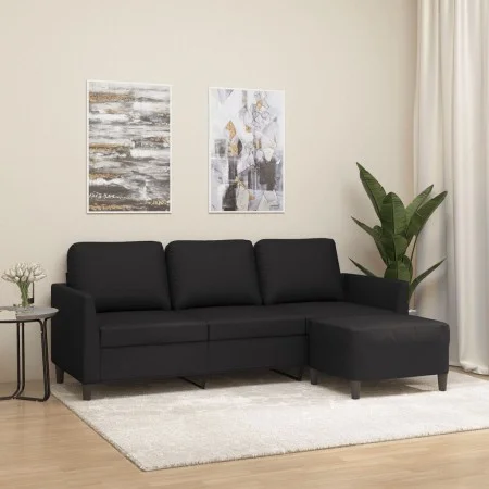 3-Sitzer-Sofa mit schwarzem Kunstlederhocker 180 cm von , Sofas - Ref: Foro24-3201122, Preis: 315,87 €, Rabatt: %