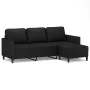 Sofá de 3 plazas con taburete cuero sintético negro 180 cm de , Sofás - Ref: Foro24-3201122, Precio: 315,87 €, Descuento: %