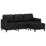 Sofá de 3 plazas con taburete cuero sintético negro 180 cm de , Sofás - Ref: Foro24-3201122, Precio: 315,87 €, Descuento: %