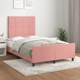 Pink velvet bed frame with headboard 120x200 cm by , Beds and slatted bases - Ref: Foro24-3125750, Price: 190,79 €, Discount: %