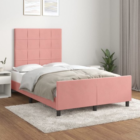 Estructura de cama con cabecero de terciopelo rosa 120x200 cm de , Camas y somieres - Ref: Foro24-3125750, Precio: 192,26 €, ...