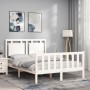 Estructura de cama con cabecero madera maciza blanco 140x190 cm de , Camas y somieres - Ref: Foro24-3192147, Precio: 157,95 €...