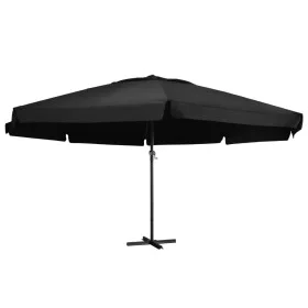 Sombrilla de jardín con palo de aluminio negro 600 cm de , Sombrillas - Ref: Foro24-47376, Precio: 295,64 €, Descuento: %