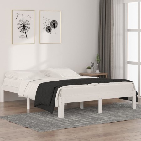 Estructura de cama de madera maciza de pino blanco 140x190 cm de , Camas y somieres - Ref: Foro24-810346, Precio: 105,94 €, D...
