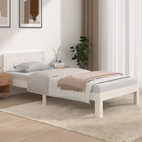 Estructura de cama individual madera maciza blanco 90x190 cm de , Camas y somieres - Ref: Foro24-810461, Precio: 115,51 €, De...
