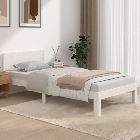 Estructura de cama individual madera maciza blanco 90x190 cm de , Camas y somieres - Ref: Foro24-810461, Precio: 115,51 €, De...