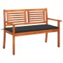 Banco de jardín 2 plazas madera maciza eucalipto y cojín 120 cm de , Bancos de jardín - Ref: Foro24-3060969, Precio: 184,60 €...