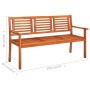 Banco de jardín 3 plazas madera maciza eucalipto y cojín 150 cm de , Bancos de jardín - Ref: Foro24-3061021, Precio: 201,97 €...
