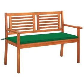 Banco de jardín 2 plazas madera maciza eucalipto y cojín 120 cm de , Bancos de jardín - Ref: Foro24-3060974, Precio: 181,83 €...