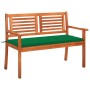 Banco de jardín 2 plazas madera maciza eucalipto y cojín 120 cm de , Bancos de jardín - Ref: Foro24-3060974, Precio: 188,91 €...