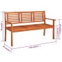 Banco de jardín 3 plazas madera maciza eucalipto y cojín 150 cm de , Bancos de jardín - Ref: Foro24-3061016, Precio: 196,66 €...