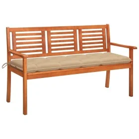 Banco de jardín 3 plazas madera maciza eucalipto y cojín 150 cm de , Bancos de jardín - Ref: Foro24-3061014, Precio: 199,88 €...