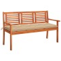 Banco de jardín 3 plazas madera maciza eucalipto y cojín 150 cm de , Bancos de jardín - Ref: Foro24-3061014, Precio: 203,63 €...