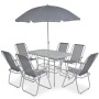 Juego de comedor de jardín 8 piezas acero y textilene gris de vidaXL, Conjuntos de jardín - Ref: Foro24-43786, Precio: 324,26...