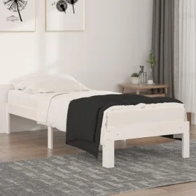 Estructura de cama madera maciza individual blanco 75x190 cm de , Camas y somieres - Ref: Foro24-810326, Precio: 72,78 €, Des...