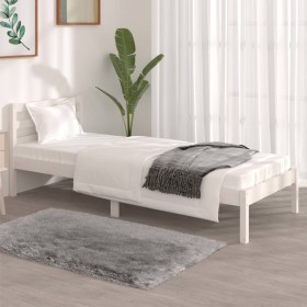 Estructura de cama madera maciza de pino blanco 75x190 cm de , Camas y somieres - Ref: Foro24-810391, Precio: 81,81 €, Descue...