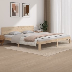 Estructura de cama madera maciza de pino 200x200 cm de , Camas y somieres - Ref: Foro24-810515, Precio: 163,88 €, Descuento: %