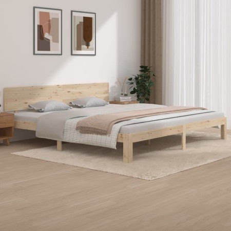 Estructura de cama madera maciza de pino 200x200 cm de , Camas y somieres - Ref: Foro24-810515, Precio: 163,88 €, Descuento: %