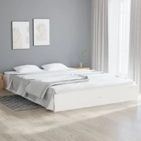 White solid wood bed frame 160x200 cm by , Beds and slatted bases - Ref: Foro24-820033, Price: 128,66 €, Discount: %