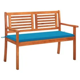 Banco de jardín 2 plazas madera maciza eucalipto y cojín 120 cm de , Bancos de jardín - Ref: Foro24-3060973, Precio: 181,05 €...