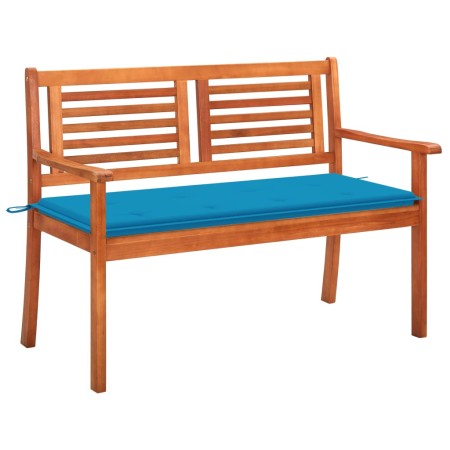 Banco de jardín 2 plazas madera maciza eucalipto y cojín 120 cm de , Bancos de jardín - Ref: Foro24-3060973, Precio: 188,12 €...