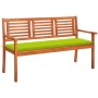 Banco de jardín 3 plazas madera maciza eucalipto y cojín 150 cm de , Bancos de jardín - Ref: Foro24-3061007, Precio: 194,24 €...