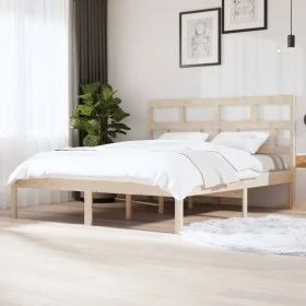 Estructura de cama de madera maciza de pino 160x200 cm de , Camas y somieres - Ref: Foro24-3101228, Precio: 128,97 €, Descuen...