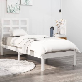 Estructura de cama madera maciza individual blanco 75x190 cm de , Camas y somieres - Ref: Foro24-3105431, Precio: 93,61 €, De...