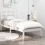 White single solid wood bed frame 75x190 cm by , Beds and slatted bases - Ref: Foro24-3105431, Price: 92,35 €, Discount: %
