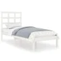 White single solid wood bed frame 75x190 cm by , Beds and slatted bases - Ref: Foro24-3105431, Price: 92,35 €, Discount: %