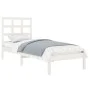 White single solid wood bed frame 75x190 cm by , Beds and slatted bases - Ref: Foro24-3105431, Price: 92,35 €, Discount: %