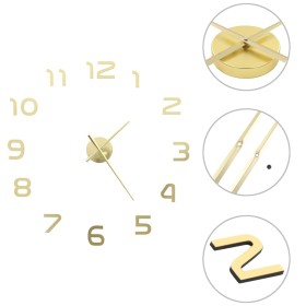 Reloj de pared 3D con diseño moderno 100 cm XXL dorado de vidaXL, Relojes de pared - Ref: Foro24-50640, Precio: 22,40 €, Desc...