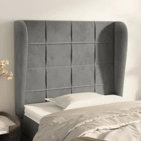 Cabecero con orejas de terciopelo gris claro 83x23x118/128 cm de , Cabeceros y pies de cama - Ref: Foro24-3117986, Precio: 87...