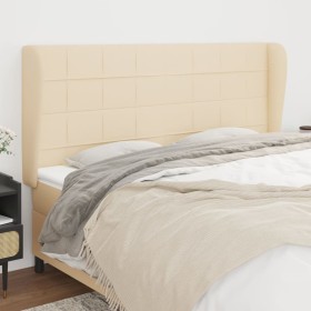 Cabecero con orejas de tela color crema 163x23x118/128 cm de , Cabeceros y pies de cama - Ref: Foro24-3117967, Precio: 112,45...