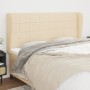 Cabecero con orejas de tela color crema 163x23x118/128 cm de , Cabeceros y pies de cama - Ref: Foro24-3117967, Precio: 112,45...