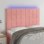 Pink velvet headboard with LED lights 144x5x118/128 cm by , Headboards and footboards - Ref: Foro24-3122477, Price: 119,28 €,...
