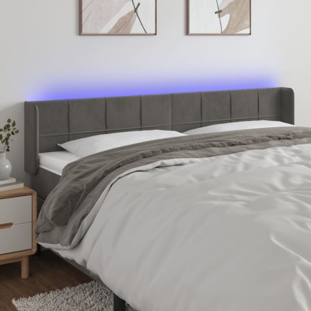 Cabecero con LED de terciopelo gris oscuro 163x16x78/88 cm de , Cabeceros y pies de cama - Ref: Foro24-3123291, Precio: 79,86...