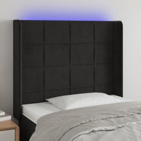 Cabecero con LED de terciopelo negro 83x16x118/128 cm de , Cabeceros y pies de cama - Ref: Foro24-3124080, Precio: 80,10 €, D...