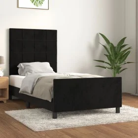Bed frame with black velvet headboard 80x200 cm by , Beds and slatted bases - Ref: Foro24-3125723, Price: 140,32 €, Discount: %