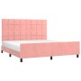 Estructura de cama con cabecero de terciopelo rosa 160x200 cm de , Camas y somieres - Ref: Foro24-3125768, Precio: 214,85 €, ...