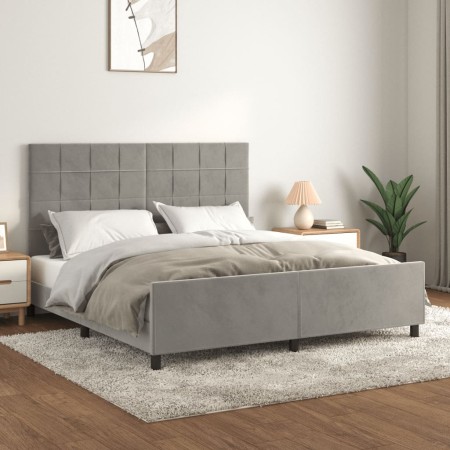 Estructura de cama con cabecero terciopelo gris claro 160x200cm de , Camas y somieres - Ref: Foro24-3125763, Precio: 222,22 €...