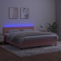 Cama box spring colchón y LED terciopelo rosa 160x200 cm de , Camas y somieres - Ref: Foro24-3134416, Precio: 453,50 €, Descu...