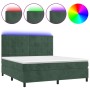 Cama box spring colchón y LED terciopelo verde oscuro 180x200cm de , Camas y somieres - Ref: Foro24-3136140, Precio: 663,07 €...