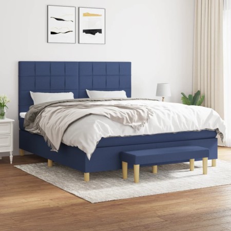 Cama box spring con colchón tela azul 160x200 cm de , Camas y somieres - Ref: Foro24-3137171, Precio: 587,46 €, Descuento: %
