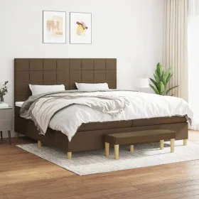 Cama box spring con colchón tela marrón oscuro 200x200 cm de , Camas y somieres - Ref: Foro24-3137184, Precio: 743,21 €, Desc...
