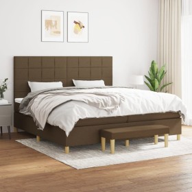 Cama box spring con colchón tela marrón oscuro 200x200 cm de , Camas y somieres - Ref: Foro24-3137184, Precio: 728,63 €, Desc...