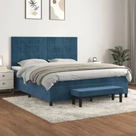 Boxspringbett mit dunkelblauer Samtmatratze 160x200 cm von , Betten und Lattenroste - Ref: Foro24-3137855, Preis: 590,06 €, R...