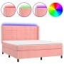 Boxspringbett mit Matratze und LED-Rosa-Samt 160x200 cm von , Betten und Lattenroste - Ref: Foro24-3139576, Preis: 544,10 €, ...