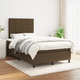 Box spring bed with dark brown fabric mattress 120x200 cm by , Beds and slatted bases - Ref: Foro24-3141764, Price: 415,53 €,...