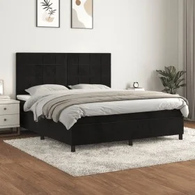 Cama box spring con colchón terciopelo negro 160x200 cm de , Camas y somieres - Ref: Foro24-3143033, Precio: 551,12 €, Descue...
